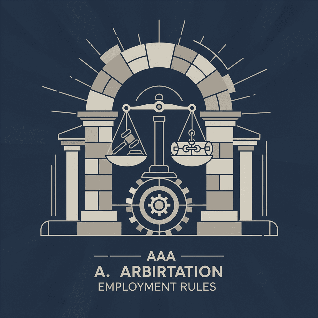 # Alt Text

Navy and stone colored abstract design suggesting legal documents and professional arbitration framework elements.