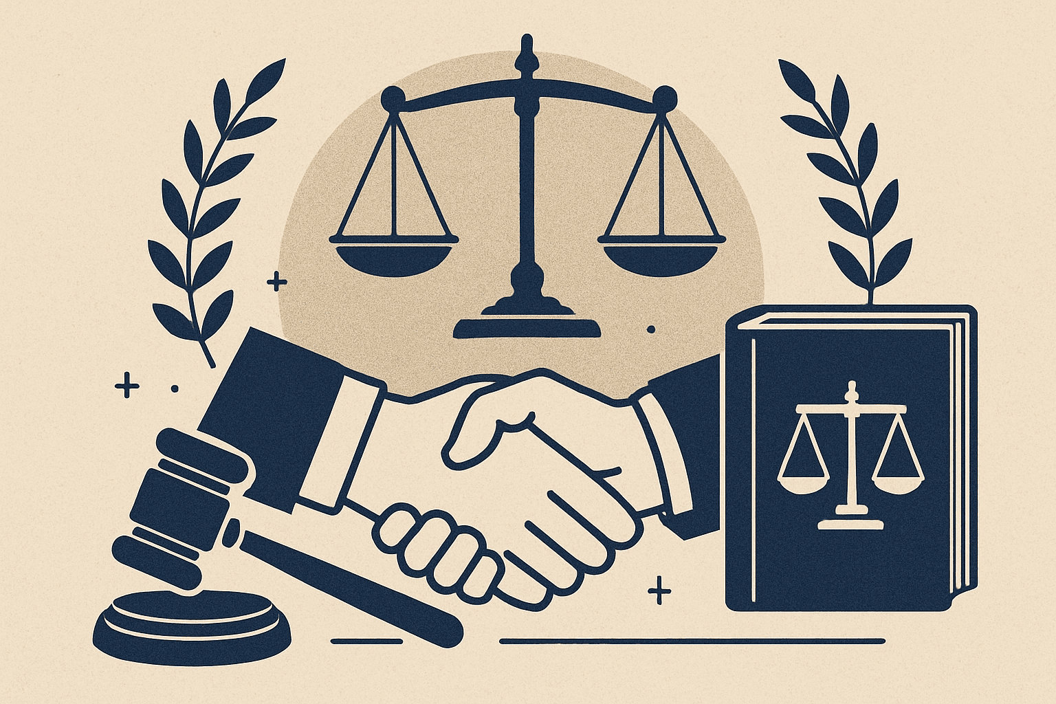 # Alt text:

Navy and stone-colored background with scales of justice and legal documents symbolizing dispute resolution processes.
